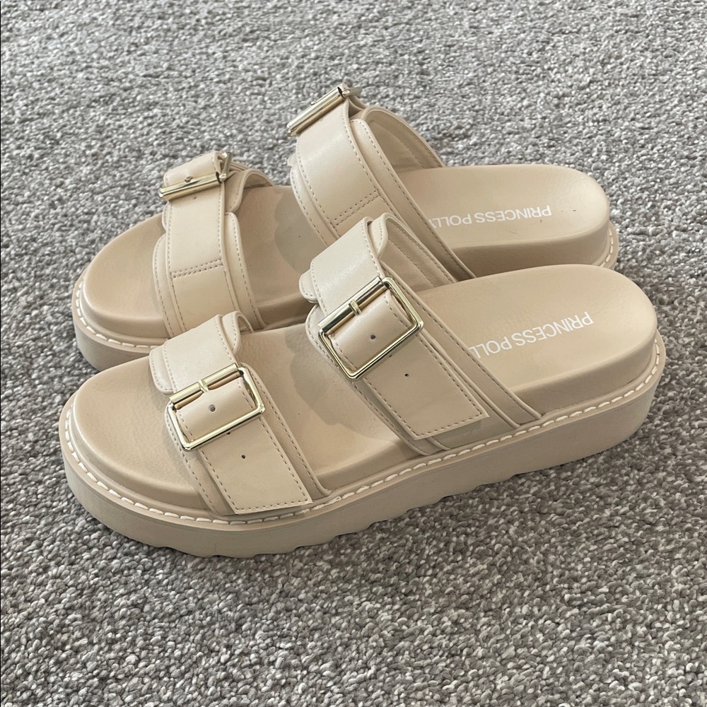 Princess Polly Beige Buckle Sandals
